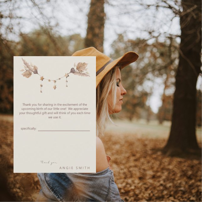 Boho Neutral Baby Shower Thank You Card (Creator Uploaded)