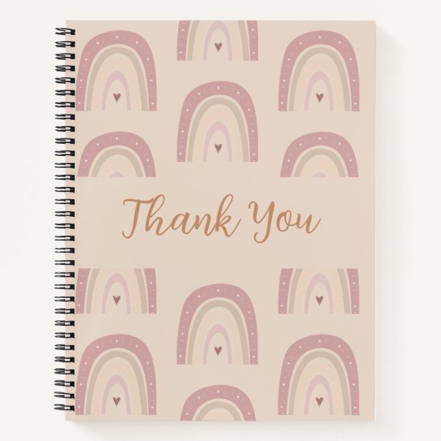 Boho Neutral Bold Notebook Journal | thank you (Front)