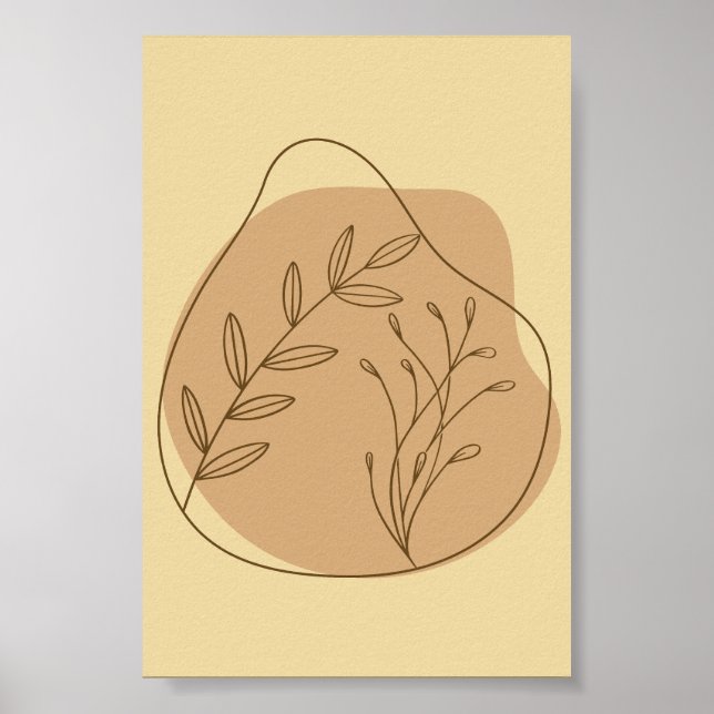 Boho Neutral Botanical Abstract Wall Art Print Set (Front)