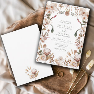 Boho Neutral Botanical Wedding Invitation