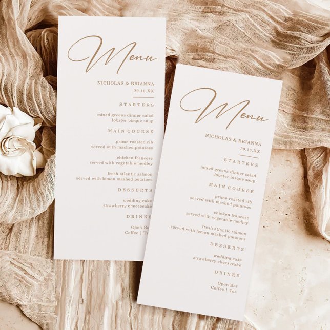 Boho Neutral Champagne Wedding Menu  (Creator Uploaded)