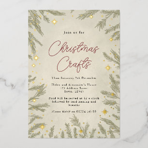 Boho neutral Christmas Crafts Foil Invitation