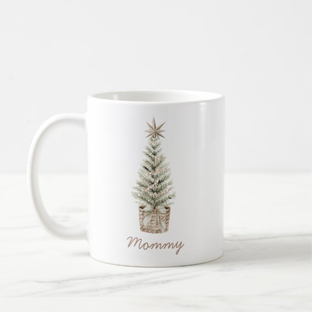 Boho Neutral Christmas Tree Mummy Mug (Left)