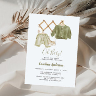 Boho Neutral Clothes Baby Shower Invitation