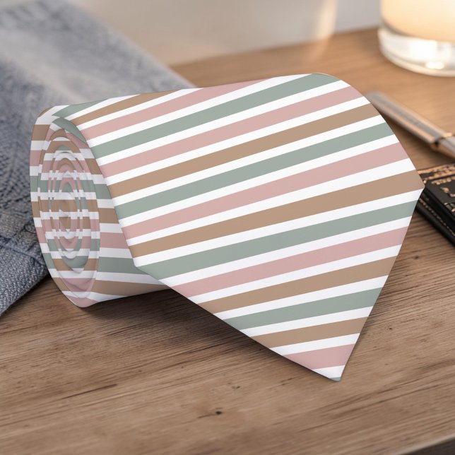 Boho Neutral Coloured Stripes Necktie (Creator Uploaded)
