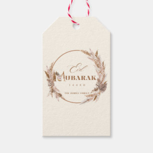 Boho Neutral Eid Mubarak Gift Tag Elegant Pampas 