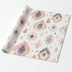 Boho Neutral Feather Wrapping Paper