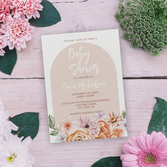 Boho Neutral Floral Baby Shower Invitation (Creator Uploaded)