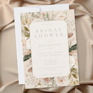 Boho Neutral Floral Bridal Shower Invitation