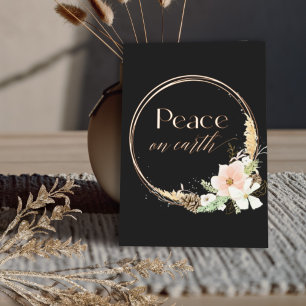 Boho Neutral Floral Real Gold Photograph Christmas