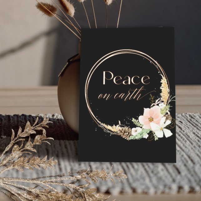 Boho Neutral Floral Real Gold Photograph Christmas (Creator Uploaded)