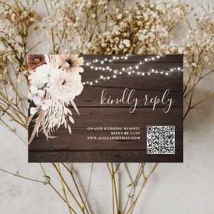 Boho Neutral Flowers Wedding Online RSVP Enclosure Card