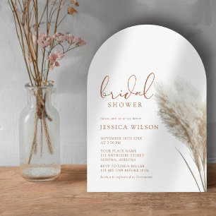 Boho Neutral Fluff Pampas Grass Arch Bridal Shower Invitation