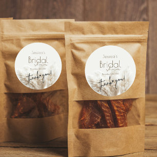 Boho Neutral Fluffy Pampas Grass Bridal Shower Classic Round Sticker