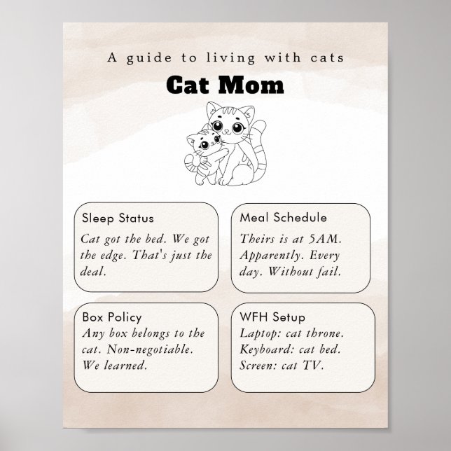 Boho Neutral	Funny Wall Art Poster | cat mum (Front)