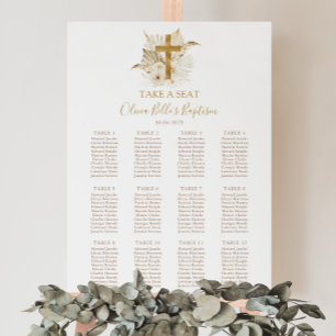 Boho Neutral Gold Baptism Seating Chart Sign
