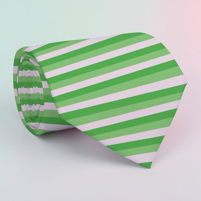 Boho Neutral Greens Coloured Stripes Necktie (Creator Uploaded)
