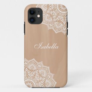 Boho Neutral Mandala Custom Name Case-Mate iPhone Case