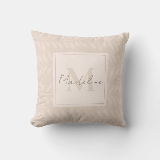 Boho Neutral Monogram Name Cushion (Front)