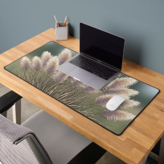 Boho Neutral Pampas Grass Illustration Desk Mat