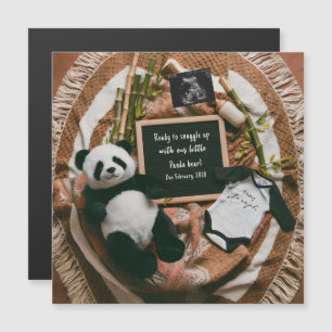 Boho Neutral Panda Pregnancy Announcement 