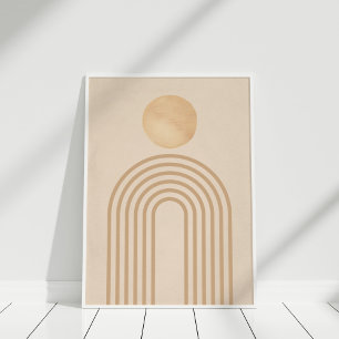 Boho Neutral Peach Terracotta Sun Rainbow Poster