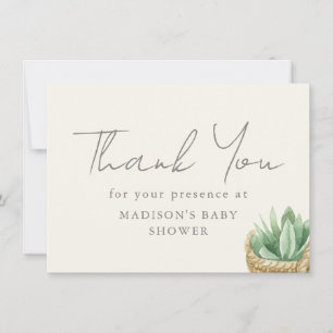 Boho Neutral Plant Baby Shower Thank You Card