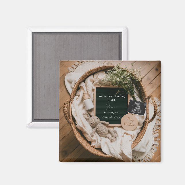 Boho Neutral Pregnancy Announcement keepsake  Magnet (Front/Back)