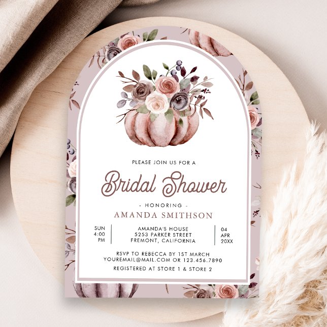 Boho Neutral Pumpkin Floral Arch Bridal Shower Invitation (Creator Uploaded)