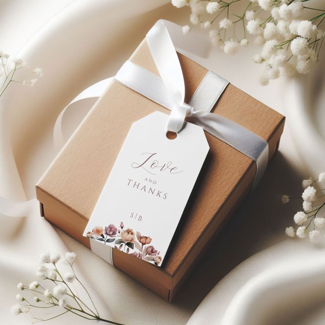 Boho Neutral Purple Floral Wedding Gift Tag (Creator Uploaded)