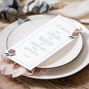 Boho Neutral Purple Floral Wedding Menu