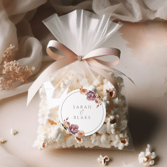 Boho Neutral Purple Floral Wedding Sticker (Creator Uploaded)