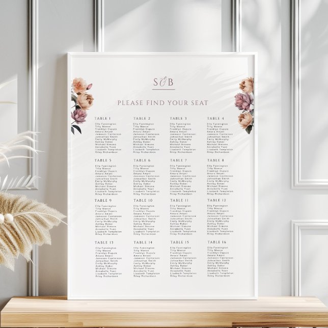 Boho Neutral Purple Wedding Seating Chart Poster (Creator Uploaded)