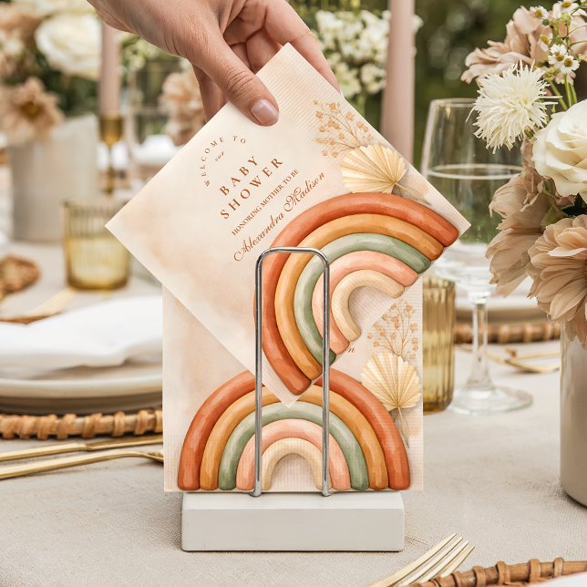 Boho Neutral Rainbow Baby Shower Napkin (Creator Uploaded)