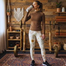 Boho Neutral Rainbow Leggings Earthy Botanical Pat