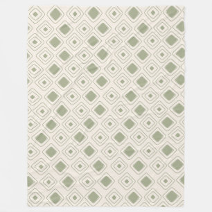 Boho Neutral Sage Tribal Geometric Aztec Pattern Fleece Blanket
