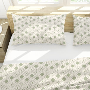 Boho Neutral Sage Tribal Geometric Aztec Pattern Pillowcase
