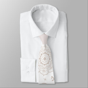 Boho Neutral Space Doodles Aesthetic Design Tie