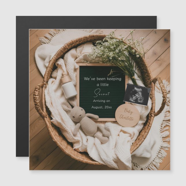Boho Neutral ultrasound  Pregnancy Announcement  (Front/Back)