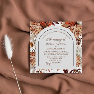 Boho Neutral Watercolor Pampas Square Wedding Invitation