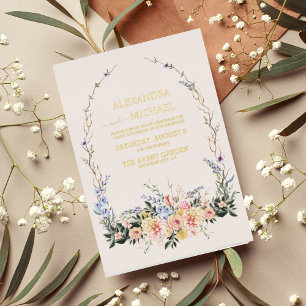 Boho Neutral Watercolor Wildflower Wedding Foil In
