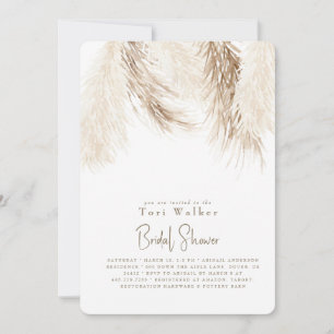 Boho Neutral White Bridal Shower Invitation