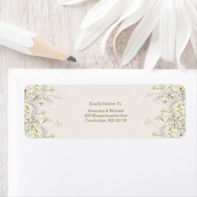 Boho Neutral White Watercolor Wildflower Wedding (Insitu)