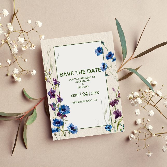 Boho Neutral White Watercolor Wildflower Wedding   Save The Date (Creator Uploaded)
