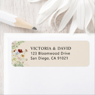 Boho Neutral Wildflowers Return Address Label