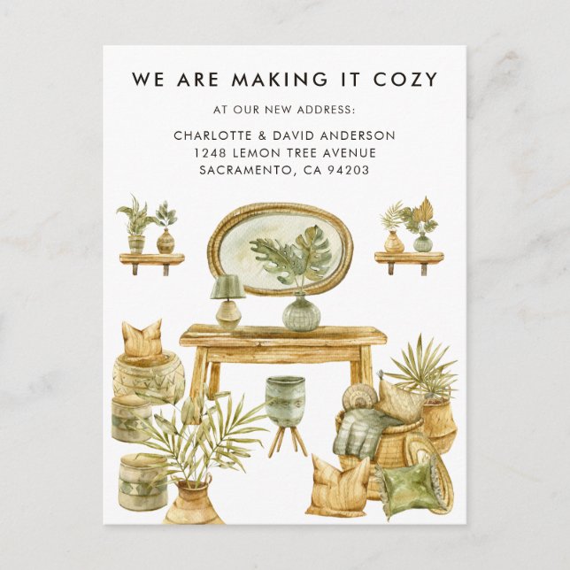 Boho New Address Moving Announcement Postcard (Front)