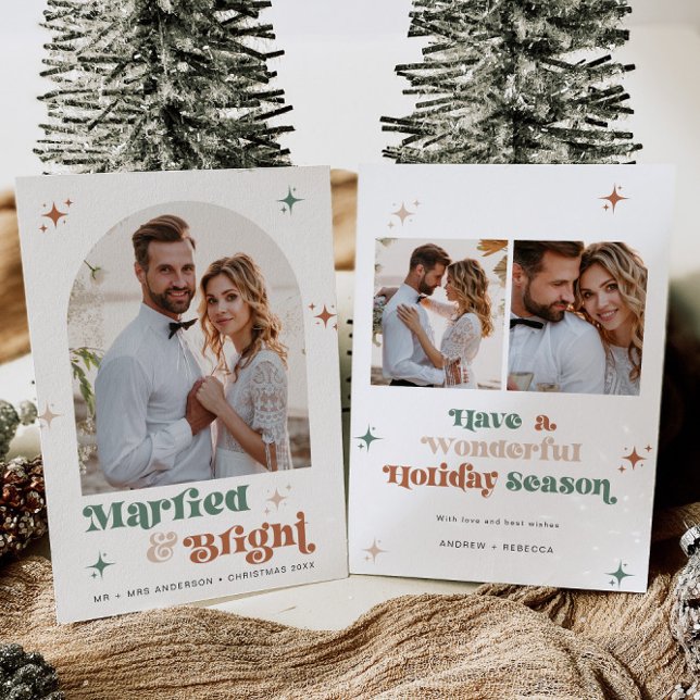 Boho Newlywed Christmas Card Photo Couples Card (Creator Uploaded)