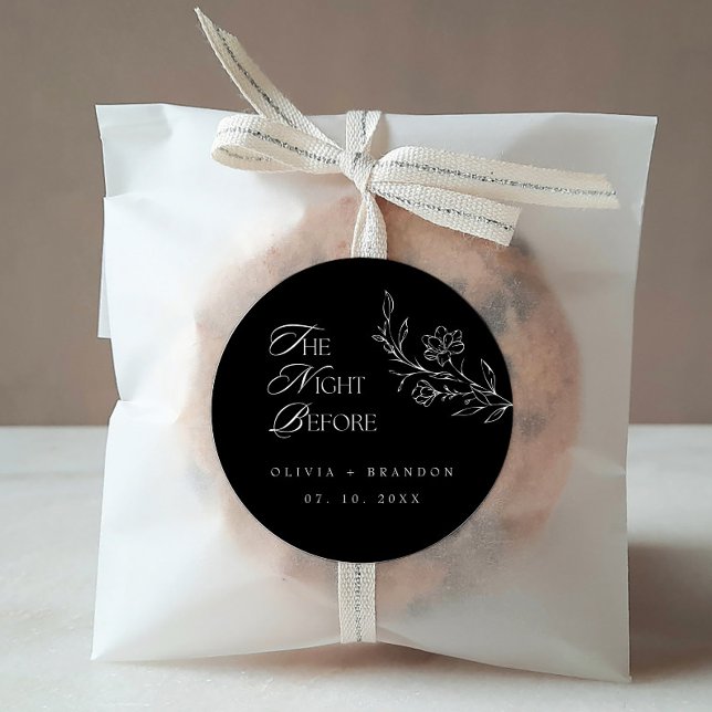Boho Night Before Rehearsal Dinner Black Wedding Classic Round Sticker (Creator Uploaded)