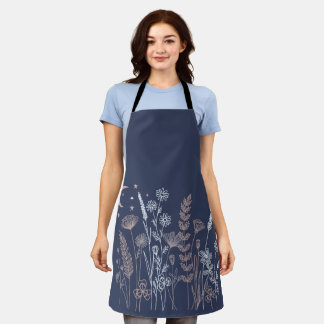 Boho Night Sky Floral Illustration – Moon, Stars & Apron