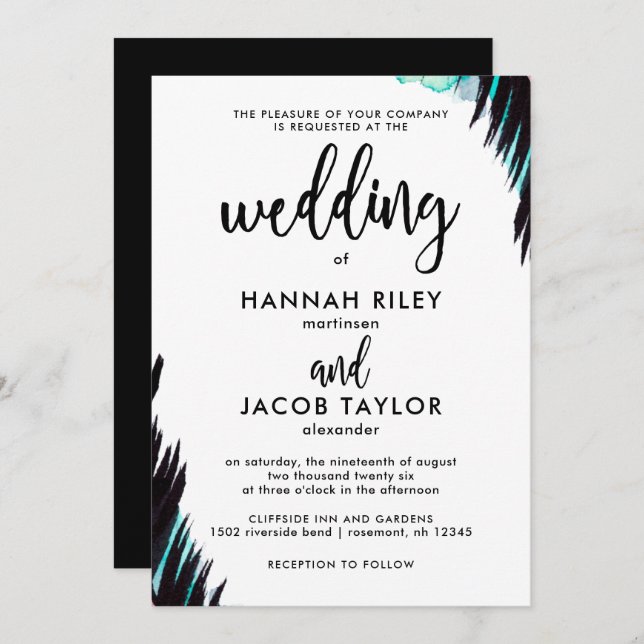 Boho Nights Black and White Wedding Invitation (Front/Back)